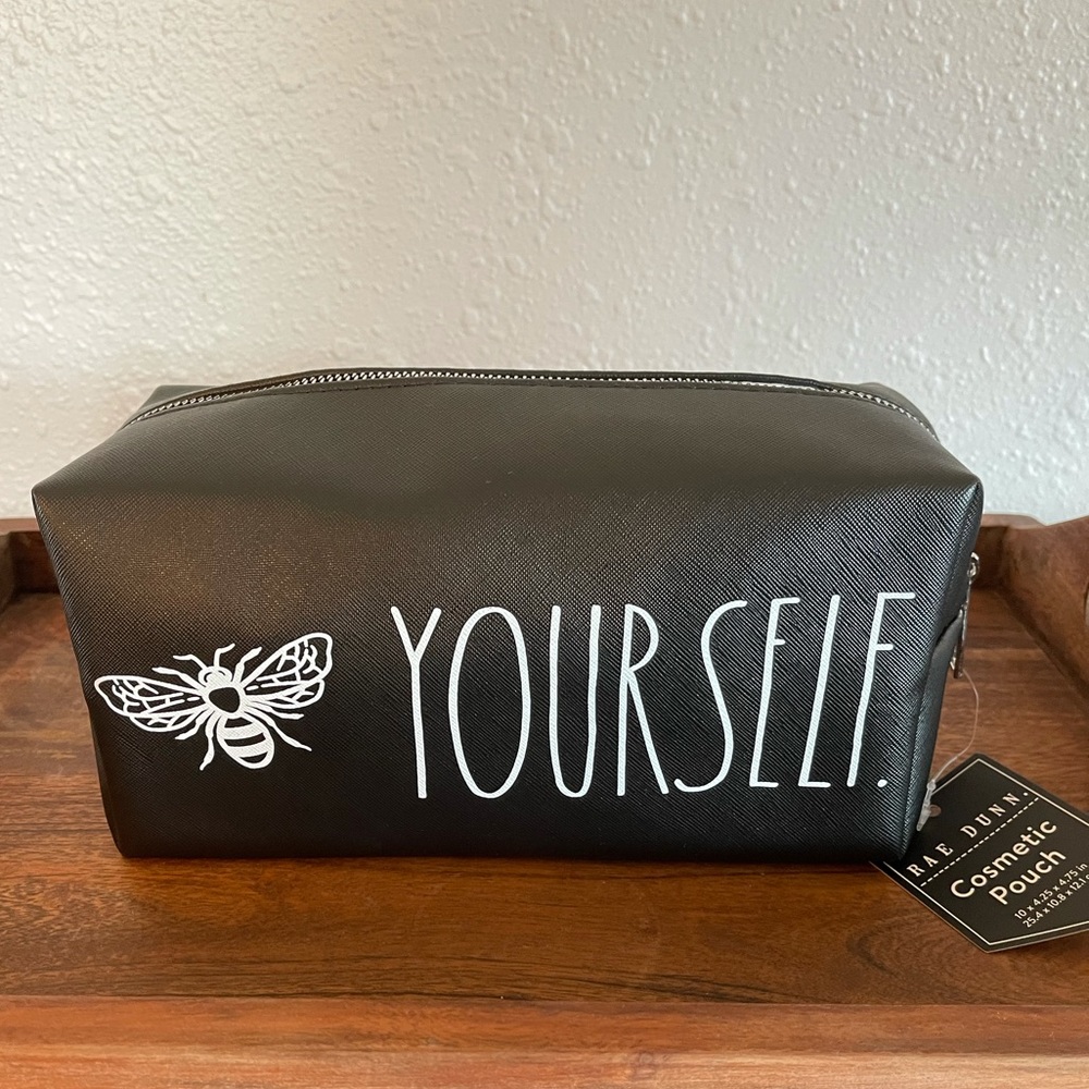 Rae Dunn Bee Yourself Black Cosmetic Pouch